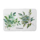 Elegante Groene Foliage Waterverf, custom Badmat (Voorkant)