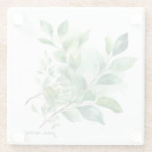 Elegante Groene Foliage Waterverf, custom Glazen Onderzetter (Achterkant)