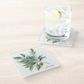 Elegante Groene Foliage Waterverf, custom Glazen Onderzetter (Schuin)
