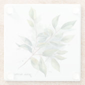 Elegante Groene Foliage Waterverf, custom Glazen Onderzetter (Achterkant)