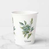 Elegante Groene Foliage Waterverf, custom Papieren Bekers (Achterkant)
