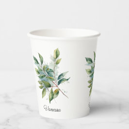 Elegante Groene Foliage Waterverf, custom Papieren Bekers