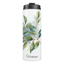 Elegante Groene Foliage Waterverf, custom Thermosbeker