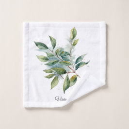 Elegante Groene Foliage Waterverf, custom Washandje