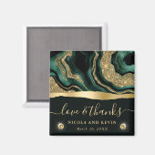 Elegante Groene Folie en Gouden Glitter Agaat Brui Magneet (Voorkant / Achterkant)