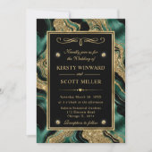 Elegante groene folie en gouden glitters agaten br kaart (Voorkant)