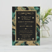 Elegante groene folie en gouden glitters agaten br kaart (Staand voorkant)