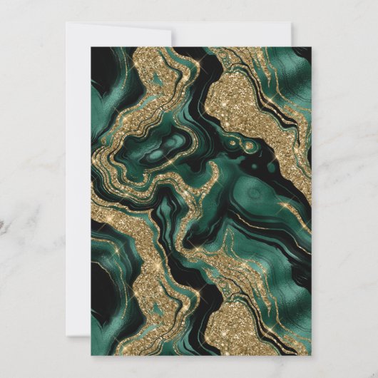 Elegante groene folie en gouden glitters agaten br kaart (Achterkant)