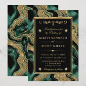 Elegante groene folie en gouden glitters agaten br kaart (Voorkant / Achterkant)