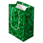 Elegante groene folie medium cadeauzakje (Voorkant Gekanteld)