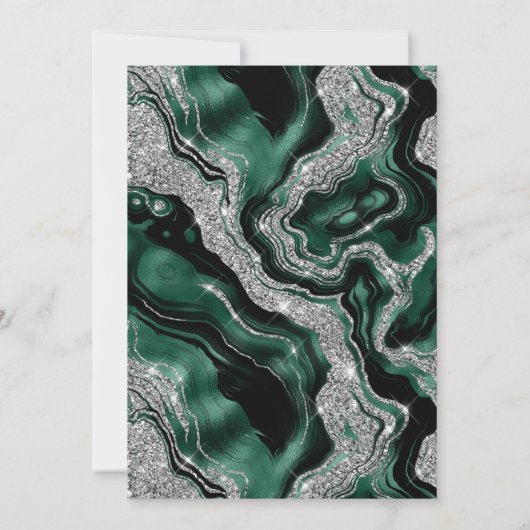 Elegante groene Folie & Silver Glitter Agaat Sweet Kaart (Achterkant)