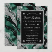 Elegante groene Folie & Silver Glitter Agaat Sweet Kaart (Voorkant / Achterkant)