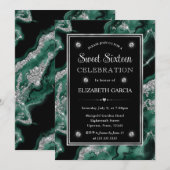 Elegante groene Folie & Silver Glitter Agaat Sweet Kaart (Voorkant / Achterkant)