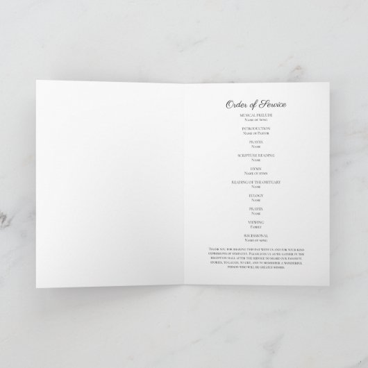 Elegante groene foto begrafenismonument programma (Binnen)