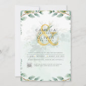 Elegante Groene Foto Huwelijksuitnodiging QR CODE Kaart (Voorkant)