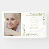 Elegante groene foto rouwservice spandoek (Horizontaal)