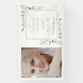 Elegante groene foto rouwservice spandoek (Verticaal)