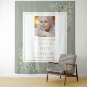 Elegante groene foto rouwservice wandkleed (In situ)