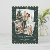 Elegante Groene Fotocollage Vrolijke Kerstmis Kaar Feestdagenkaart (Staand voorkant)