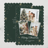 Elegante Groene Fotocollage Vrolijke Kerstmis Kaar Feestdagenkaart (Voorkant / Achterkant)