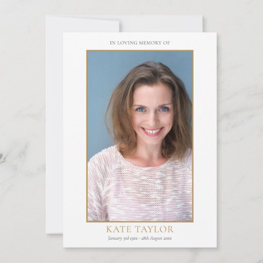Elegante groene fotofeest ter ere van de overleden kaart (Achterkant)