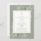 Elegante groene fotofeest ter herdenking van overl kaart (Voorkant)