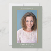 Elegante groene fotofeest ter herdenking van overl kaart (Achterkant)