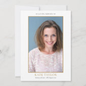 Elegante groene fotofeest van het leven rouwdienst kaart (Achterkant)