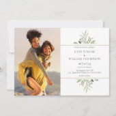 Elegante groene fotowedding kaart (Voorkant)