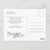 Elegante groene Franse Toile Wedding Save the Date Briefkaart (Achterkant)