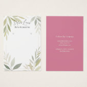 Elegante groene gebladerte sieraden oorbel display visitekaartje (Voorkant /achterkant)