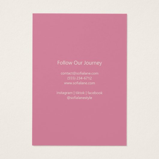 Elegante groene gebladerte sieraden oorbel display visitekaartje (Achterkant)