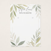 Elegante groene gebladerte sieraden oorbel display visitekaartje (Voorkant)