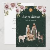 Elegante Groene Geboorte Christelijke Kerstmis Kaa Feestdagenkaart (Voorkant / Achterkant)