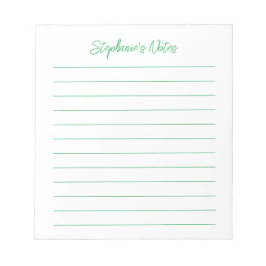 Elegante groene gelinieerde schrift personalized notitieblok