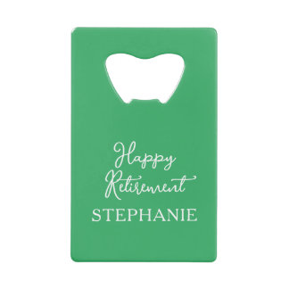 Elegante Groene Gelukkig Pensioenfeest Creditkaart Flessenopener