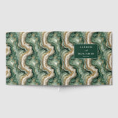 Elegante groene gemarmerde golven gastenboek (Volledig)