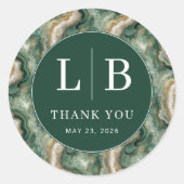 Elegante groene gemarmerde golven ronde sticker (Voorkant)
