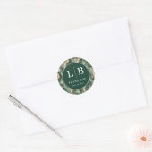Elegante groene gemarmerde golven ronde sticker (Envelop)