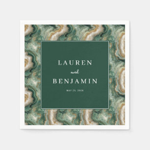 Elegante groene gemarmerde textuur servet