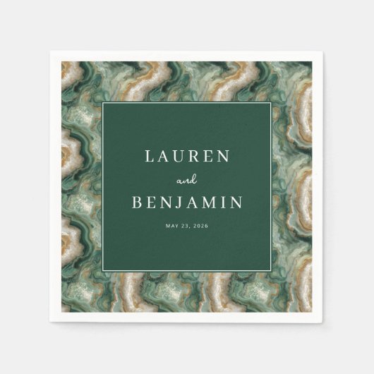 Elegante groene gemarmerde textuur servet (Voorkant)