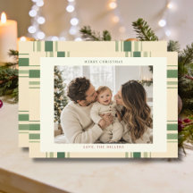 Elegante groene geruite familiefoto Kerstmis