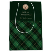 Elegante groene geruite gepersonaliseerde  medium cadeauzakje (Voorkant)
