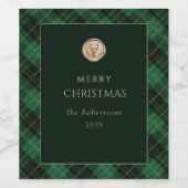 Elegante groene geruite Kerstmis Festive Wijn Etiket (Enkel label)