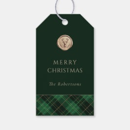 Elegante groene geruite Kerstmis Persoonlijk Cadeaulabel