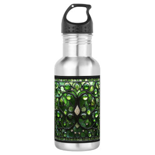 Elegante groene glas-in-lood look   waterfles 