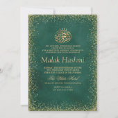 Elegante groene glitter Baby islamitische Aqiqa Kaart (Voorkant)