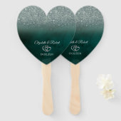 Elegante groene glitter bokeh groen handwaaier (Voorkant en achterkant)