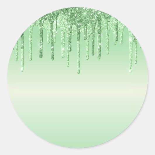 Elegante groene glitter druppels ronde sticker (Voorkant)