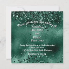 Elegante groene glitter en Folie bruiloft Kaart